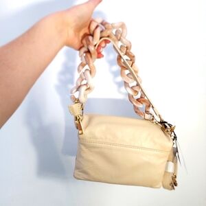 Viola Castellani Elegant Cream Women's Bag with Chain Strap Nwt